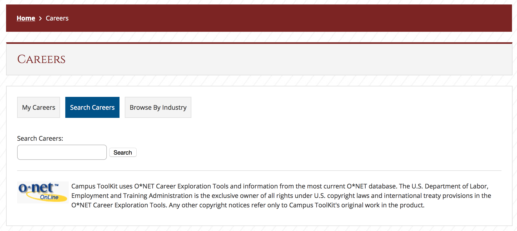 Career Search Tool Screenshot